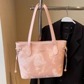Grand sac cabas rose minimaliste avec texture nuage et lettrage de marque chic - Rose - Sans Pendentif