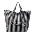 Sac fourre-tout en toile à rayures noires et blanches avec imprimé Monday chic - Noir