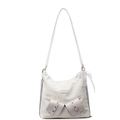 Chic off-white commuter tote bag with pearl bow charm and silver chain details - Cream With Lace Pearl Bow
