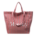 Sac fourre-tout en toile à rayures rouges et blanches avec imprimé Monday stylé - Rouge
