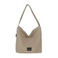 Minimalist apricot canvas tote bag with spacious main compartment and large front pocket - Khaki