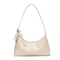 Sac à bandoulière blanc crème en similicuir avec nœud perlé et breloque cœur - Blanc avec Nœud Perlé Cœur