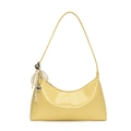 Sac hobo en cuir verni jaune pâle avec nœud en perles et breloque en cœur - Jaune + Nœud Perles Cœur