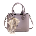 Sac seau chic violet clair avec pendentif noeud en dentelle et chaîne perles - Avec Nœud en Dentelle de Perles / Violet