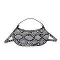 Bolso de hombro retro con estampado de serpiente para mujer y diseño de media luna - Negro