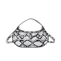 Bolso de mano chic con estampado de serpiente blanco y negro y correa de hombro ajustable - Blanco