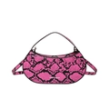 Bolso de hombro rosa con patrón de serpiente, logo impreso y correa ajustable - Rosa Rojo
