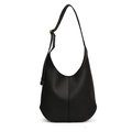 Schwarze Hobo-Tasche aus genarbtem Leder mit verstellbarem Gurt und Goldbeschlag - Schwarz