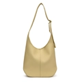 Minimalistische beige Tragetasche aus genarbtem Leder mit verstellbarem Schultergurt - Gelb