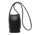 Minimalistische schwarze Handy-Umhängetasche aus PU-Leder mit Litschi-Maserung - Schwarz