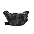 Borsa da petto nera stile street con stampa orso e tracolla regolabile - Nero