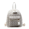 Mini zaino in tweed bianco e oro con classica trama intrecciata e dettagli dorati - Bianco Sporco