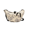 Borsa a mezzaluna beige con stampe di orsetti e tracolla regolabile nera - Bianco Sporco