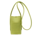 Grass green lychee texture PU leather phone crossbody bag with front pocket design - Green