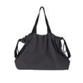 Borsa hobo leggera in nylon impermeabile grigio scuro con chiusura a coulisse capiente - Grigio