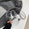 Mini borsa jelly in PVC trasparente con finiture argento e tracolla - Argento
