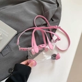 Mini transparente Jelly-Tasche mit rosa Lederbesatz und zwei Griffen für Damen - Rosa