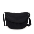 Versatile black nylon messenger bag with MS logo and adjustable shoulder strap - Black