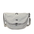 Light grey nylon messenger bag with MS logo and adjustable black strap for daily use - Gray
