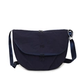 Dark blue lightweight canvas messenger bag with MS embroidery and adjustable shoulder strap - Blue
