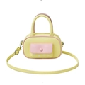 Mini bolso Boston bandolera en cuero amarillo y rosa con detalle de texto EXIT blanco - Amarillo