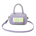 Bolso Boston bicolor en violeta y verde con detalle decorativo de texto EXIT - Morado
