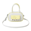 Mini bolso de mano Boston en contraste blanco y amarillo con estampado EXIT y correa - Blanco Roto