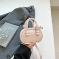 Mini bolso cuadrado de charol rosa claro con asas redondas y correa ajustable - Rosa