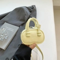 Minibolso minimalista en cuero brillante amarillo claro con asas dobles y bandolera - Amarillo