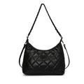 Sac hobo noir classique matelassé avec bandoulière en chaîne et fermoir rotatif carré - Noir