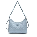Sac à bandoulière matelassé bleu clair avec chaîne et fermoir pivotant style élégant - Bleu