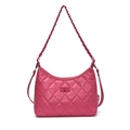 Sac hobo matelassé magenta chic avec bandoulière chaîne et fermoir rotatif assorti - Rose