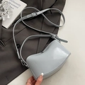 Elegant light blue oil wax leather crossbody bag with silver metal clasp and thin strap - No Pendant / Blue