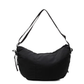 Bolso bandolera minimalista de lona negra para hombre y mujer con detalle de cordón - Negro