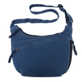 Dunkelblaue Denim-Umhängetasche im Hobo-Stil mit verstellbarem Gurt und Reißverschlüssen - Dunkelblau
