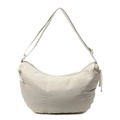 Bolso tote minimalista blanco crema media luna con correa ajustable y cordones laterales - Blanco Roto
