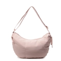 Bolso tote minimalista rosa claro de media luna con correa ajustable y tela de nailon - Rosa