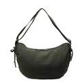Bolso tote de nailon verde oliva en forma de media luna con lazos laterales ajustables - Verde