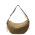 Minimalist large capacity khaki nylon crescent crossbody tote bag with adjustable strap - Khaki