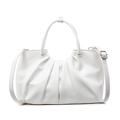 Borsa a tracolla bianca in pelle cerata con design a pieghe e tracolla regolabile - Bianco Sporco