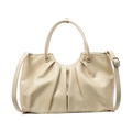 Borsa a mano arricciata beige in ecopelle con doppi manici e tracolla rimovibile - Giallo