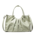 Ruched light green faux leather handbag for women featuring a minimalist gathered design - Green