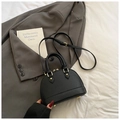 Classic black litchi pattern shell bag with golden hardware and adjustable strap - Without Pendant / Black
