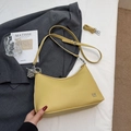 Fashionable bright yellow leather square bag with silver logo and decorative metal ball charm - Yellow (No Pendant)