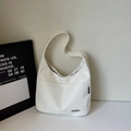 Borsa tote bianca minimalista con tasche anteriori e dettaglio del logo Merrey moda - Bianco Sporco
