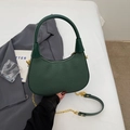 Dunkelgrüne Hobo-Tasche mit Webstruktur, Ledergriff und goldenen Kettendetails - Grün