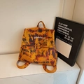 Trend water-dyed camouflage backpack in vibrant orange finish with letter embroidery - Brown