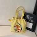Borsa tote in tela gialla con ricamo a forma di orso e chiusura a coulisse per donna - Stile 1 Giallo (HAPPINESS)