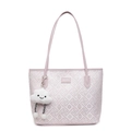 Pink and purple jacquard tote bag with traditional fretwork pattern and cloud charm - Purple With Pendant
