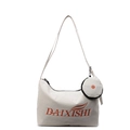 White canvas tote bag with red DAIXISHI logo and small detachable round coin purse - Off White